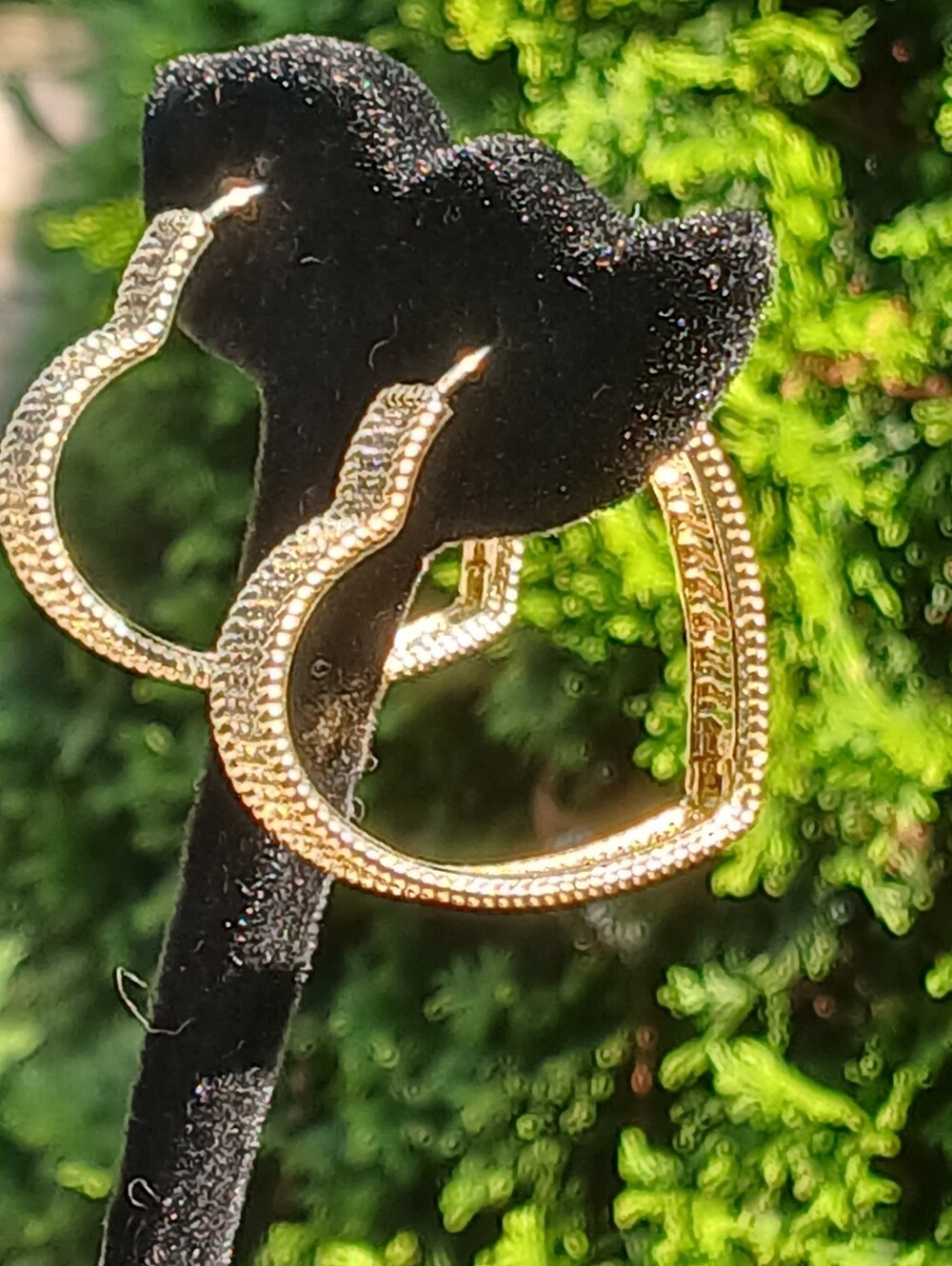 18 K Gold Filled BIG LOOK CZ Heart Hoops